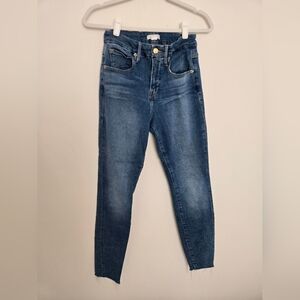Good American Dark Blue Ankle Jeans with cutoff hem | size 8